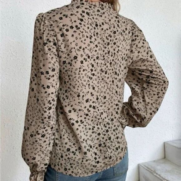 New Boho floral print flounce sleeve blouse - Picture 3 of 9